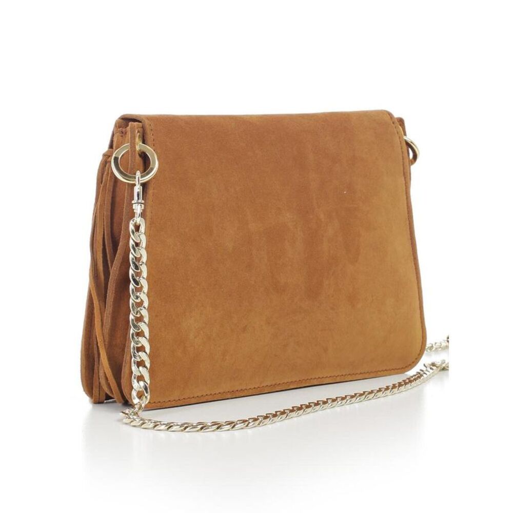 JW ANDERSON Suede Fringe Chain Shoulder Bag Women BROWN Handbags